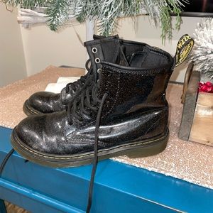 doc martens black glitter combat boots size 5